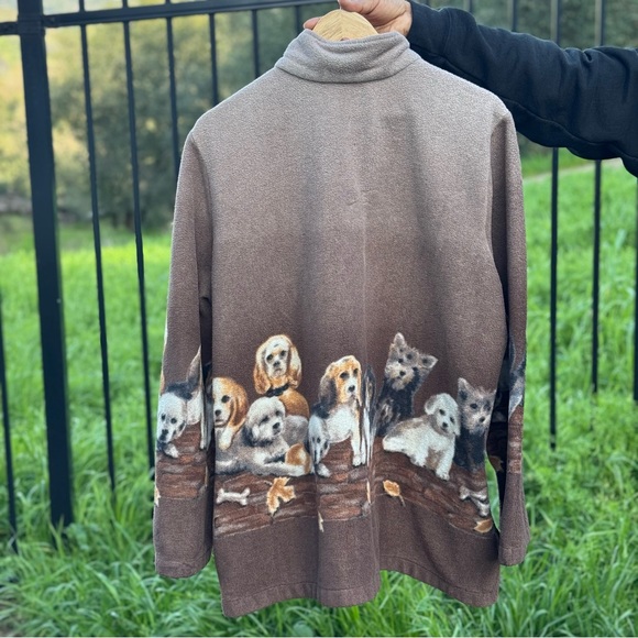 Unisex Vintage 90’s Blair Puppy Dog Fleece All Over Print Zip Up Jacket XL - Picture 2 of 5